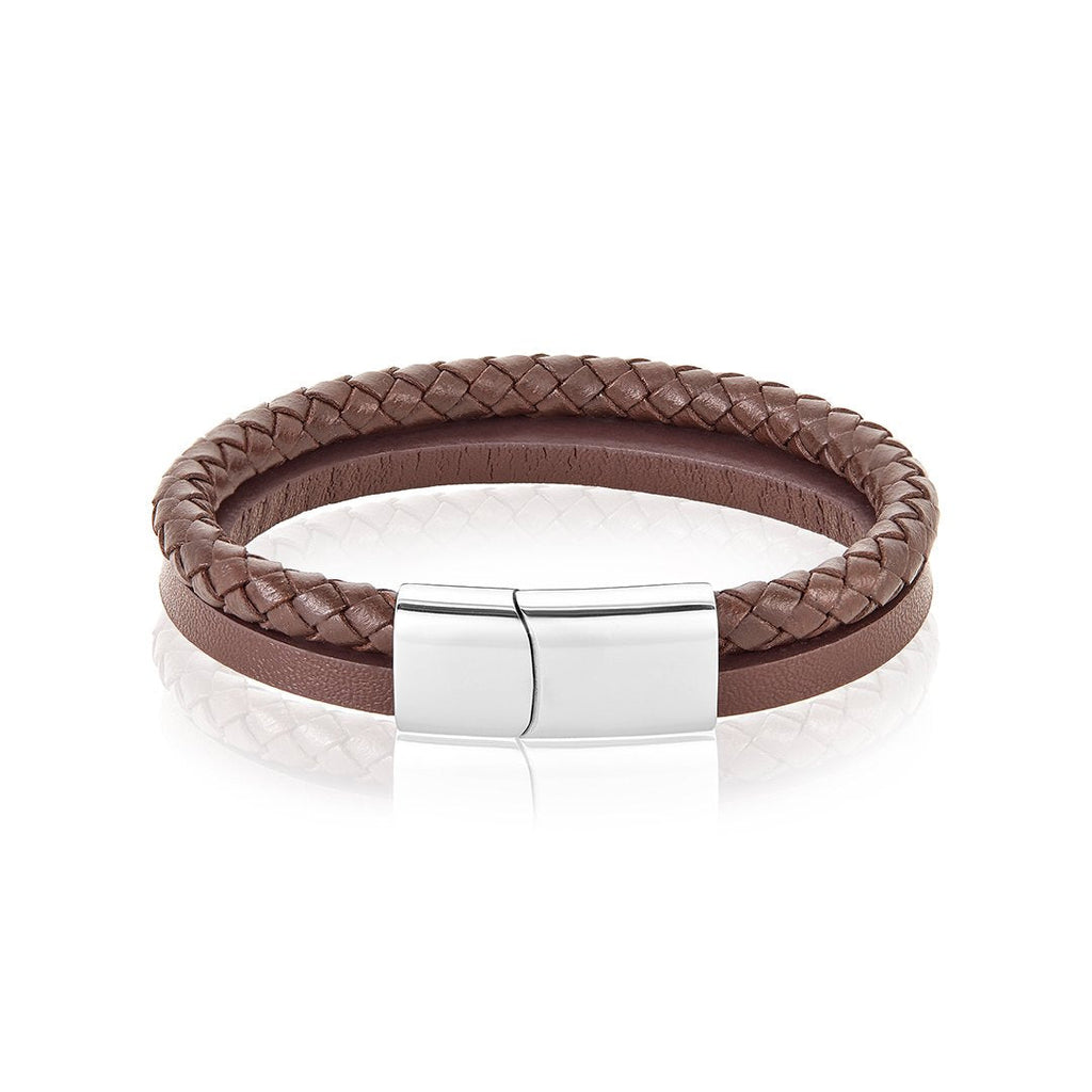Adornia Leather Combo Bracelet silver