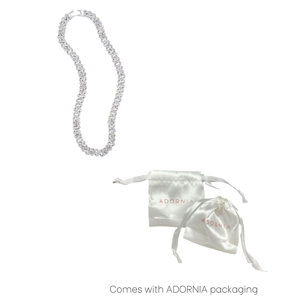 Silver Plated 10" 8mm Crystal Curb Chain Anklet silver