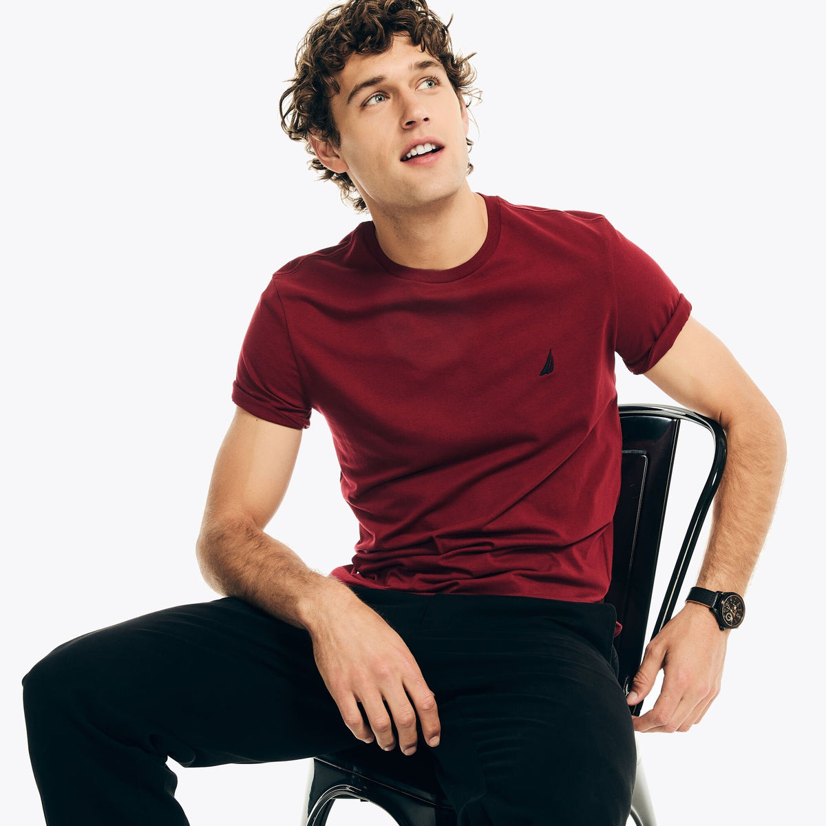 Nautica Mens Solid Crewneck T-Shirt