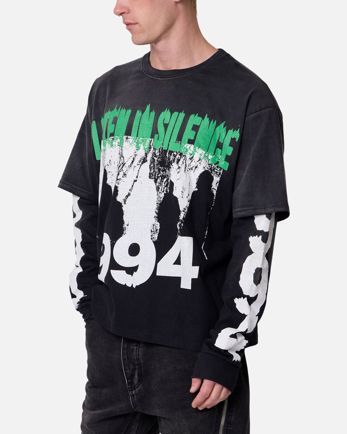 MNML Listen In Silence Long Sleeve T-Shirt Black