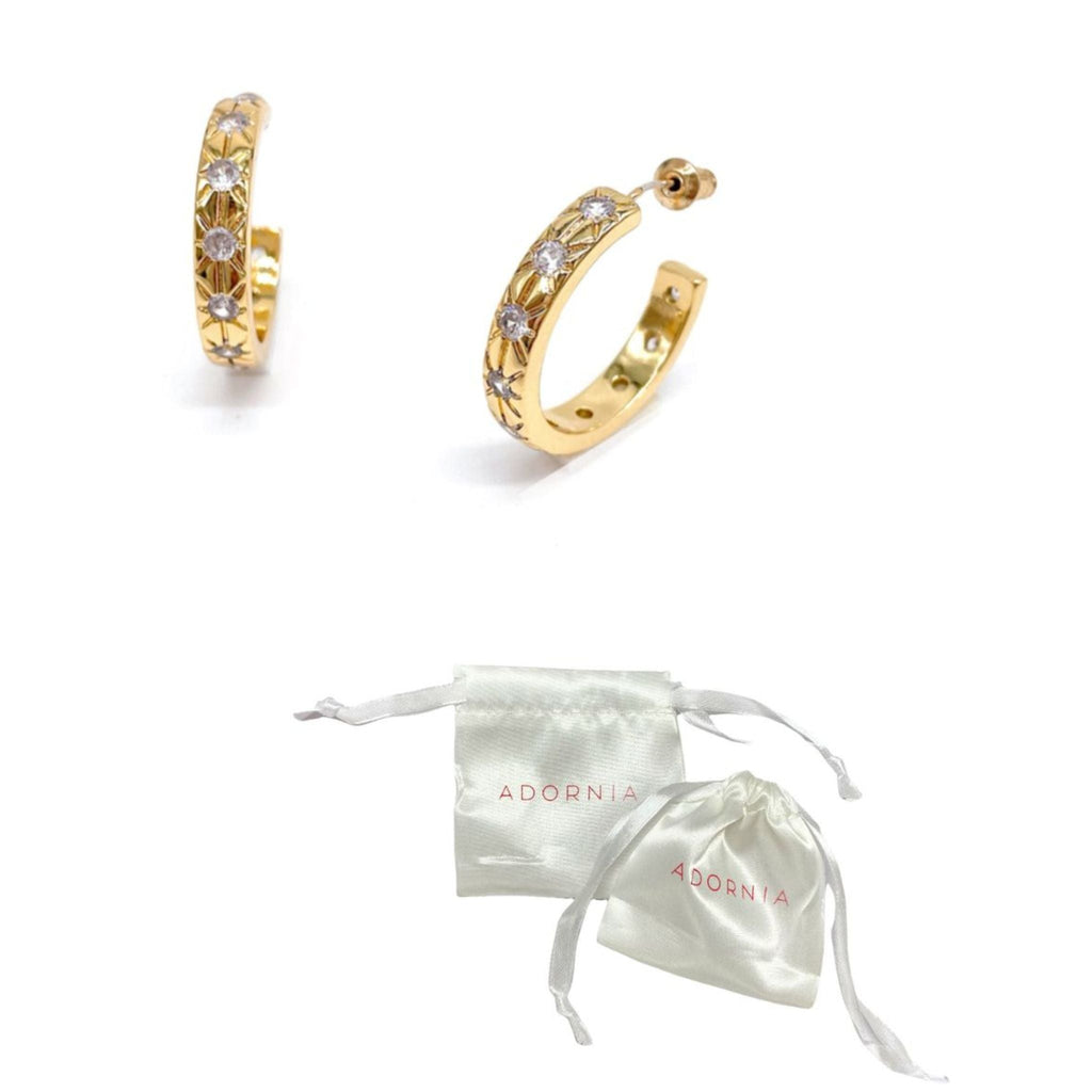 14k Gold Plated Starburst Hoops