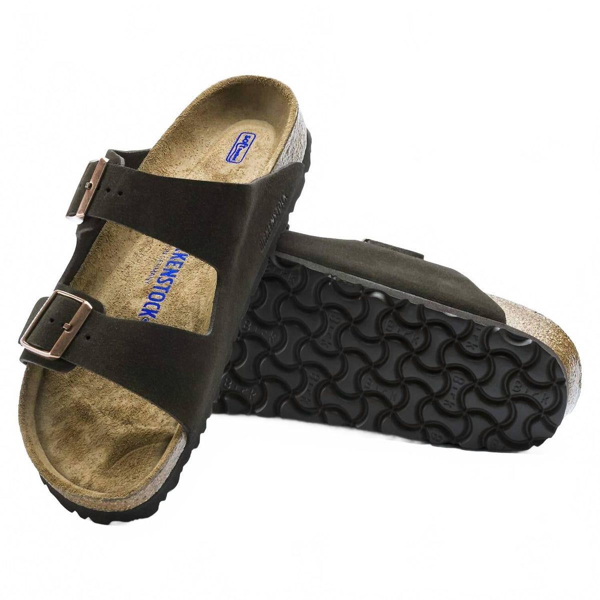 Unisex Arizona Soft Footbed Suede Sandals In Mocha