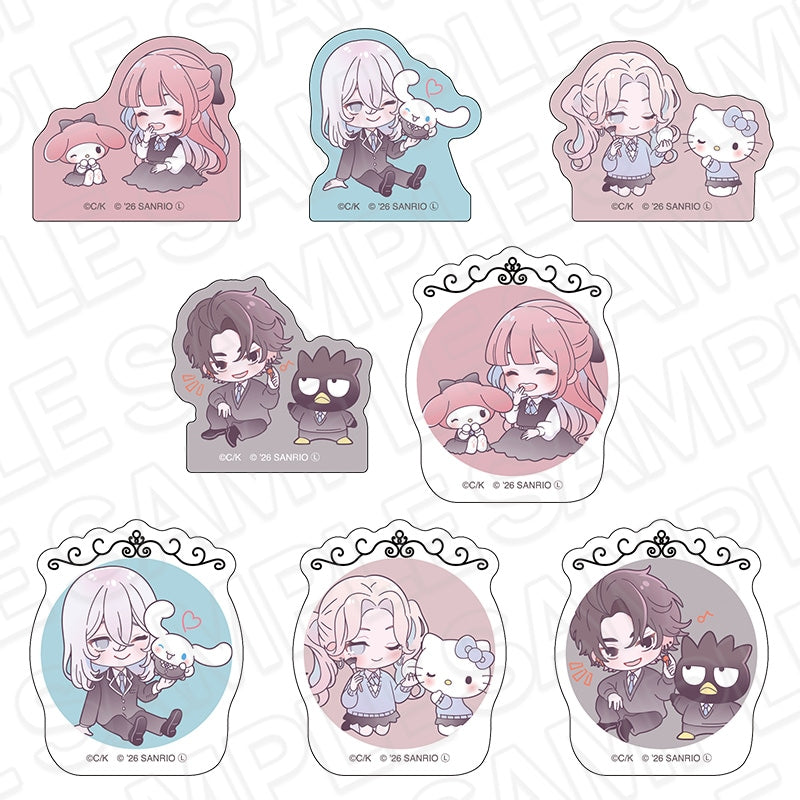 Fall in Love, You False Angels x Sanrio Characters - Chibi Die-Cut Sticker Complete Set (8 Types) [Pre-Order Jan 2027]