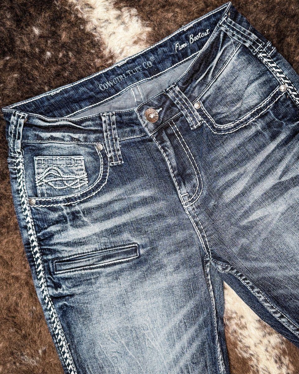 Fame Bootcut Jeans in Dark Wash by Cowgirl Tuff