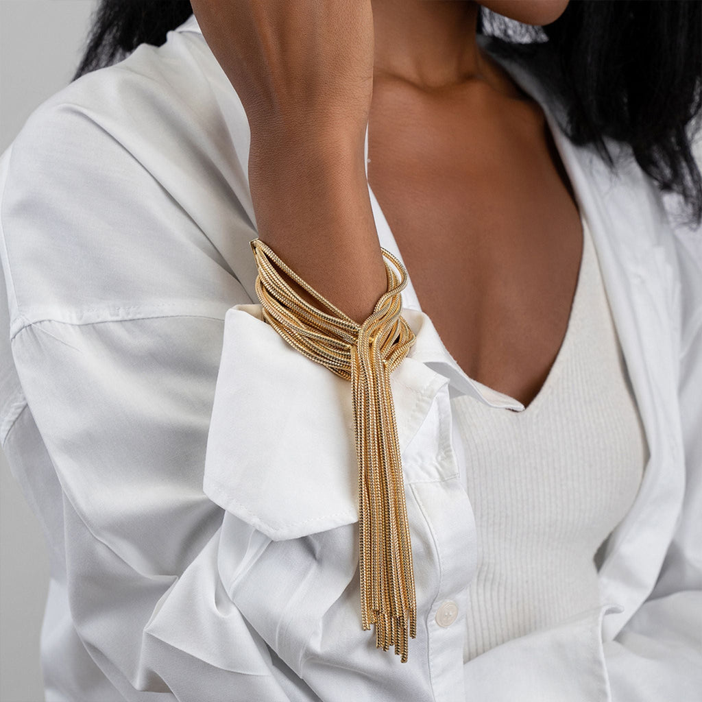Multi Strand Textured Chain Bracelet gold