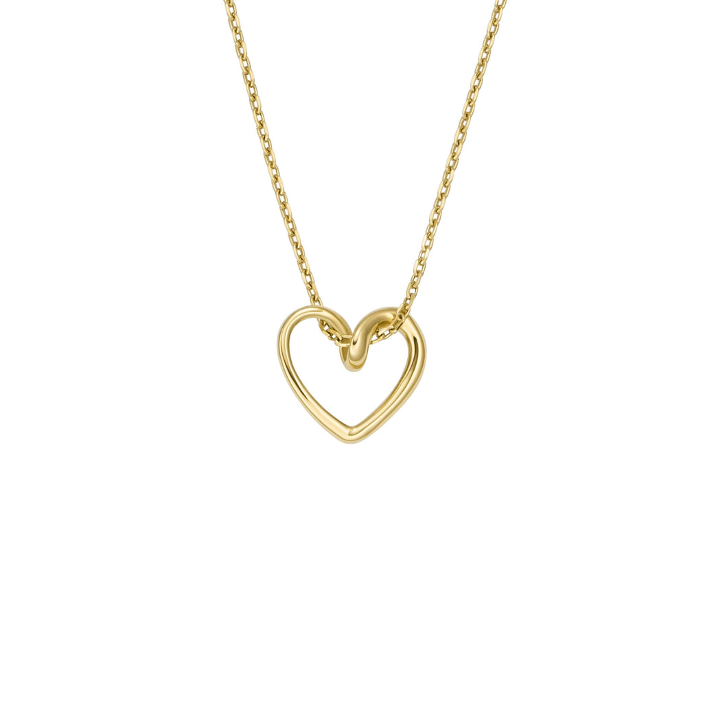Fossil Women's Sawyer Open Heart Gold-Tone Stainless Steel Pendant Necklace