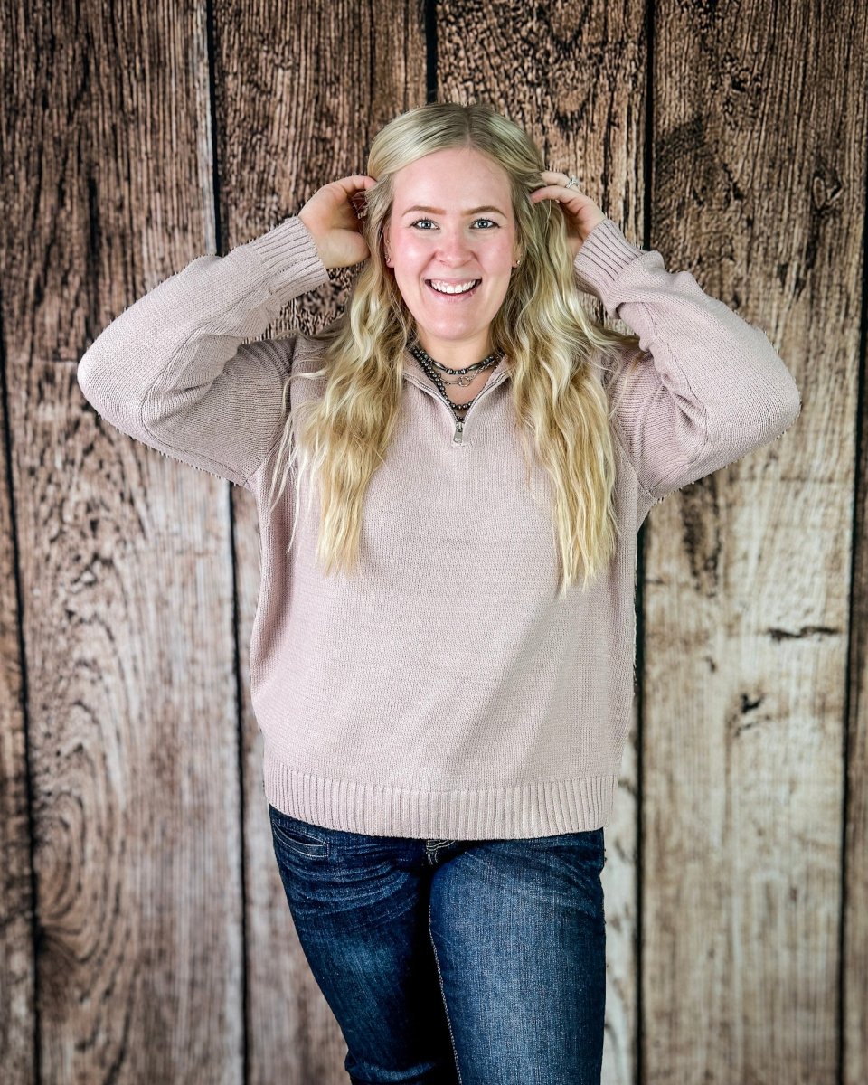 Field & Stable Horse Quarter Zip Pullover in Mauve