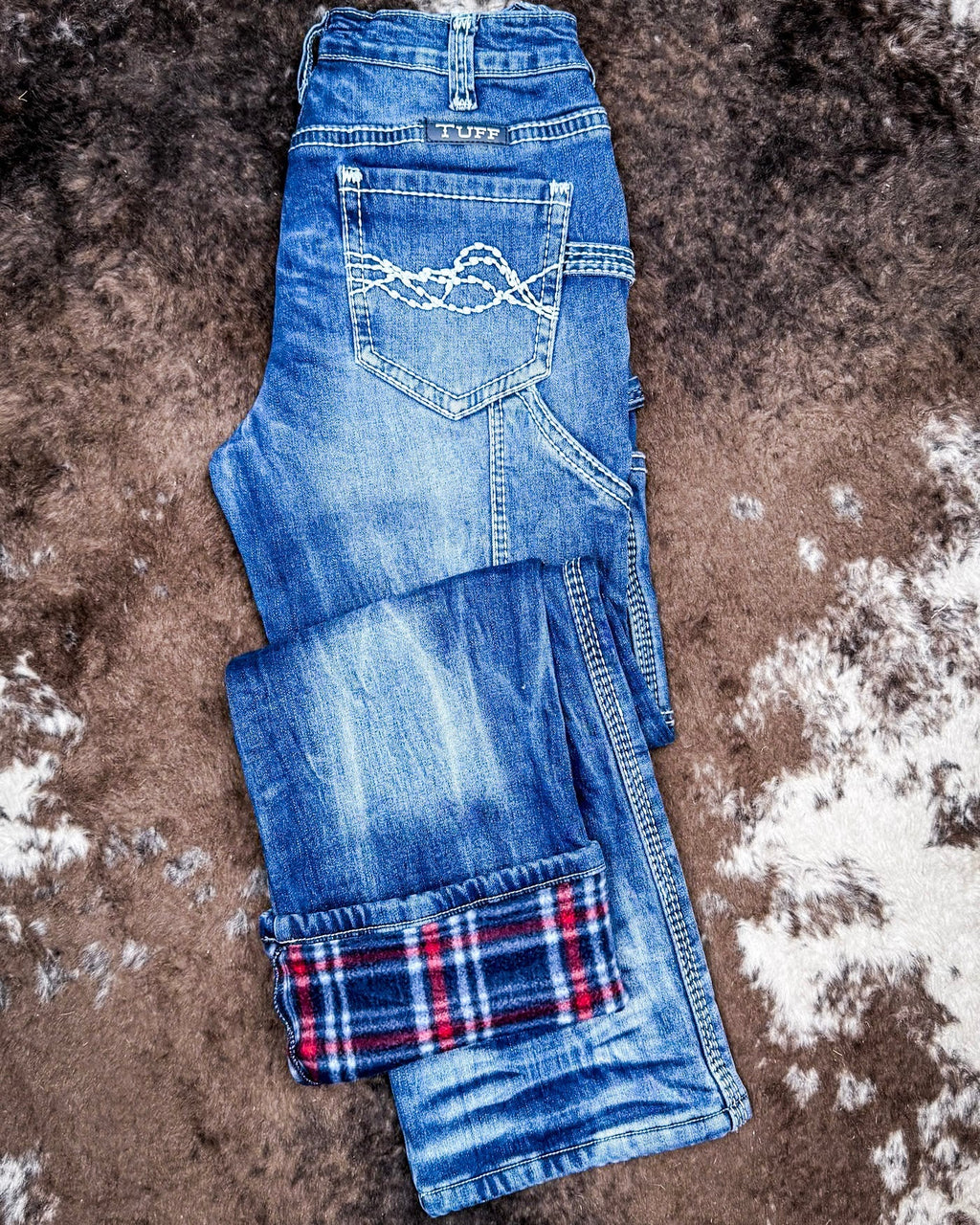 Flannel Cowgirl Carpenter Bootcut Jeans by Cowgirl Tuff