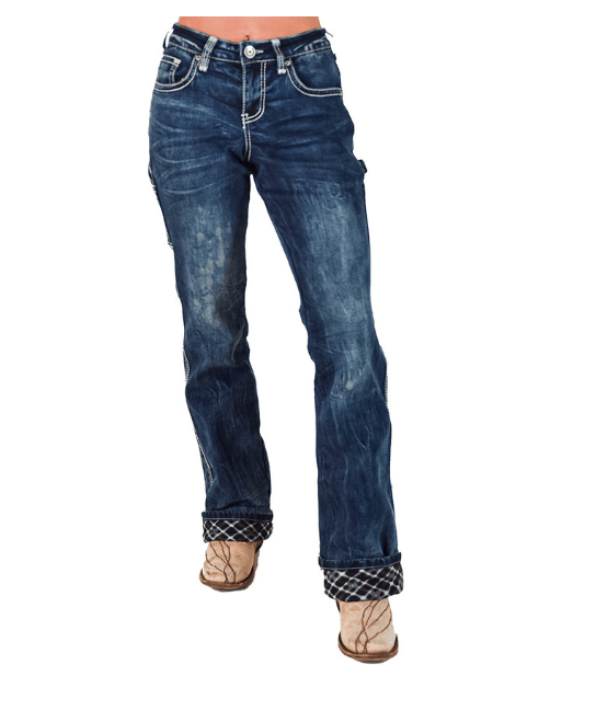 Flannel Cowgirl Carpenter Bootcut Jeans by Cowgirl Tuff