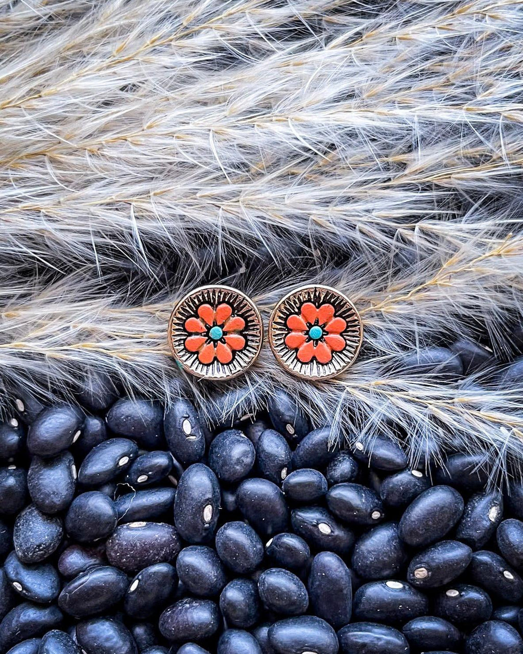 Flourish Flower Stud Fashion Earrings - Copper