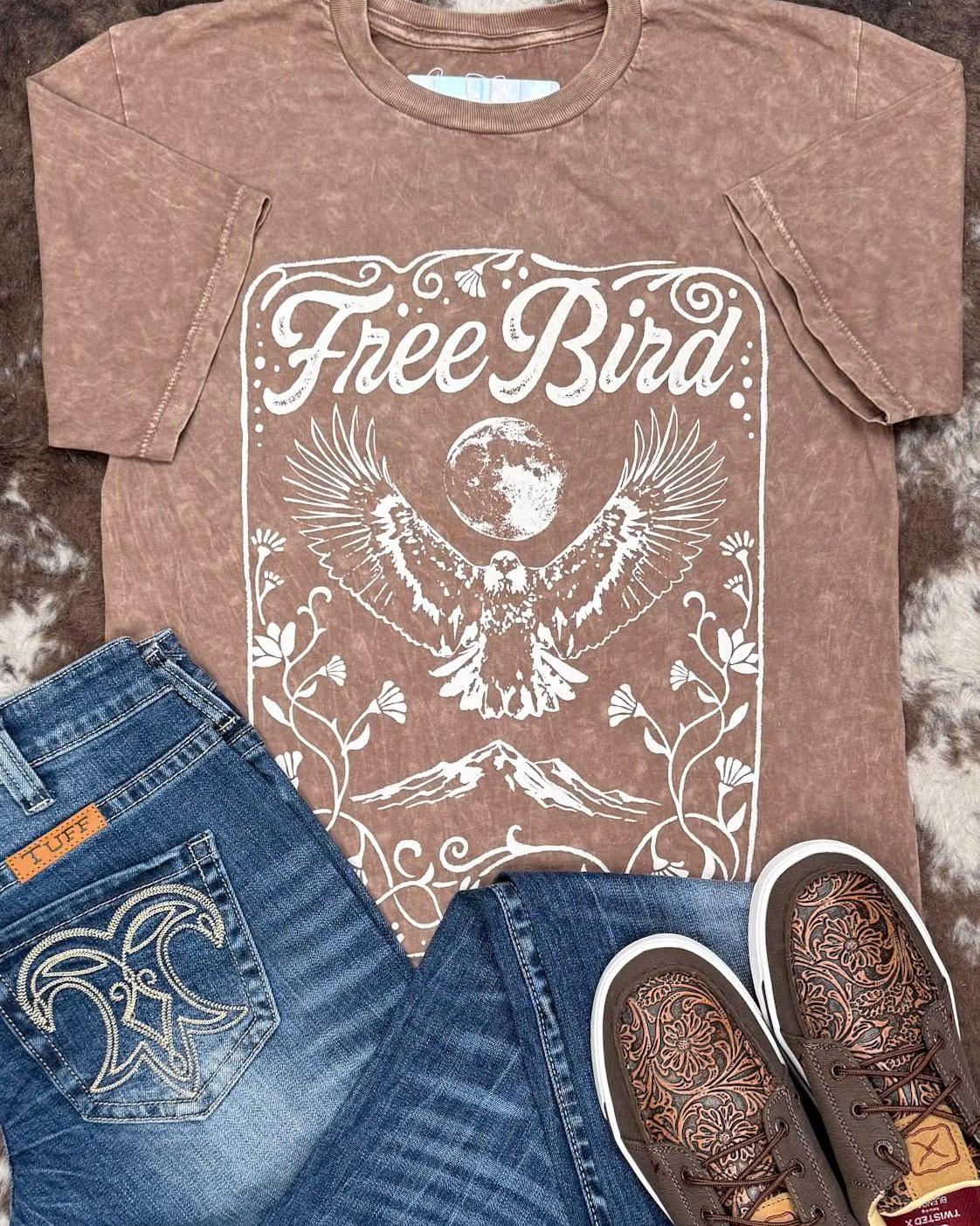 Free Bird Graphic Tee - Mocha
