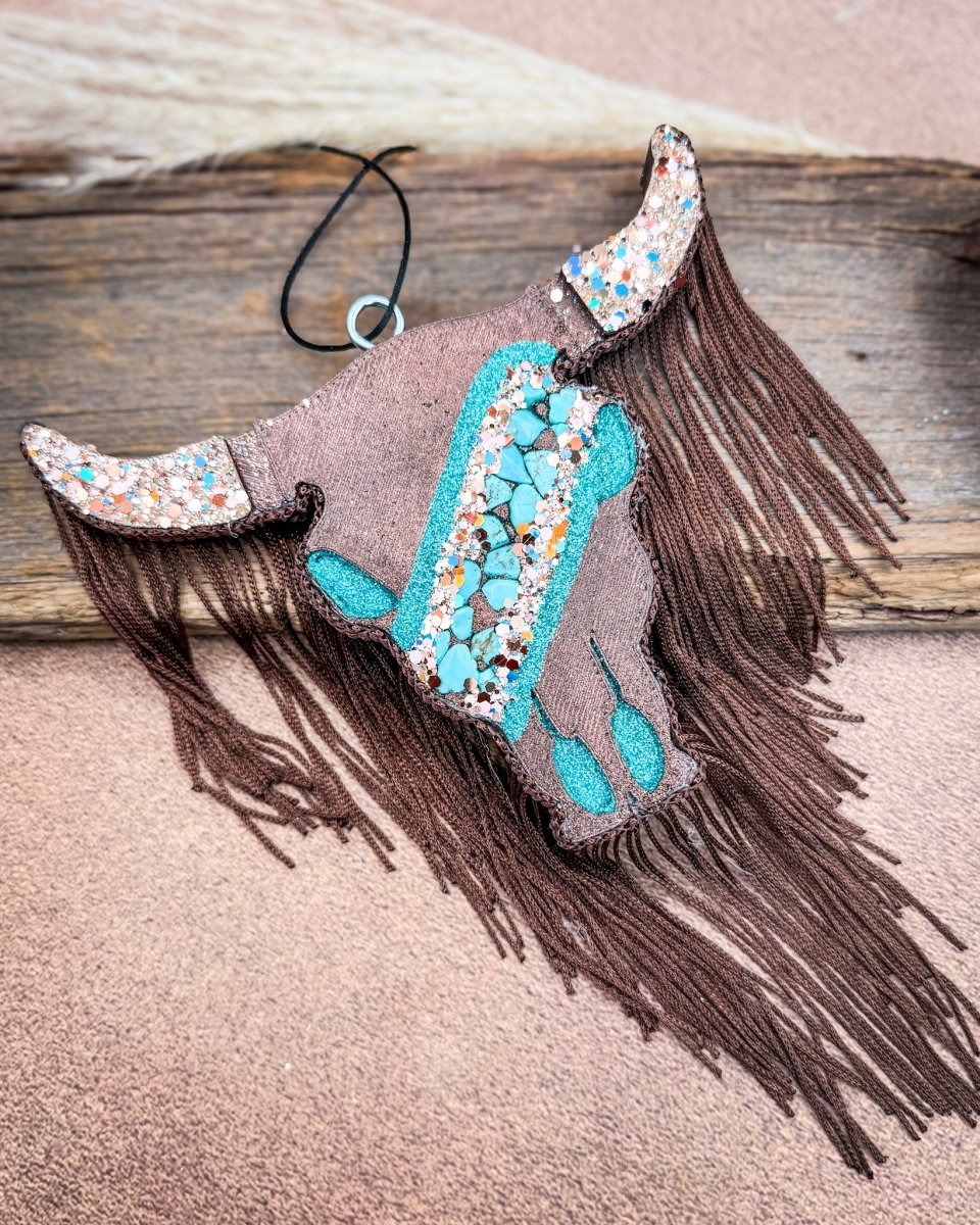 Fringe & Frosting Bull Skull Car Freshie in Pumpkin Cupcake Scent
