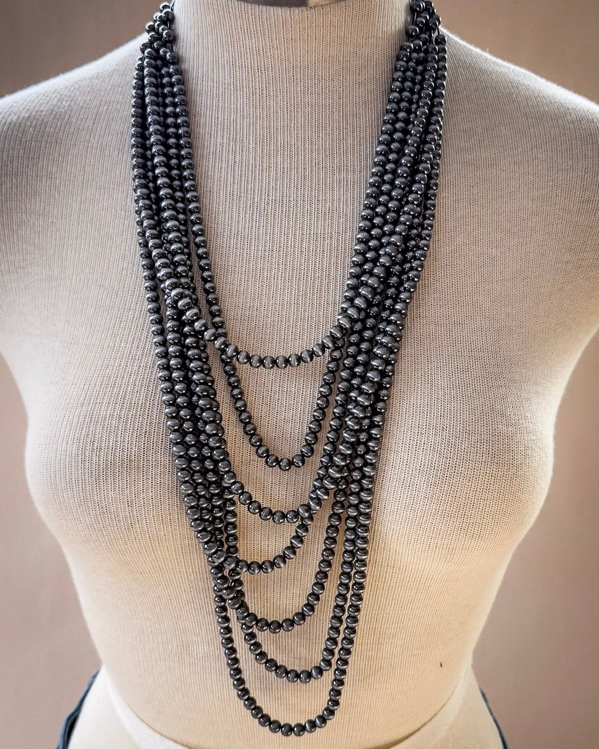 Gatton Navajo Style Pearl Layer Fashion Necklace