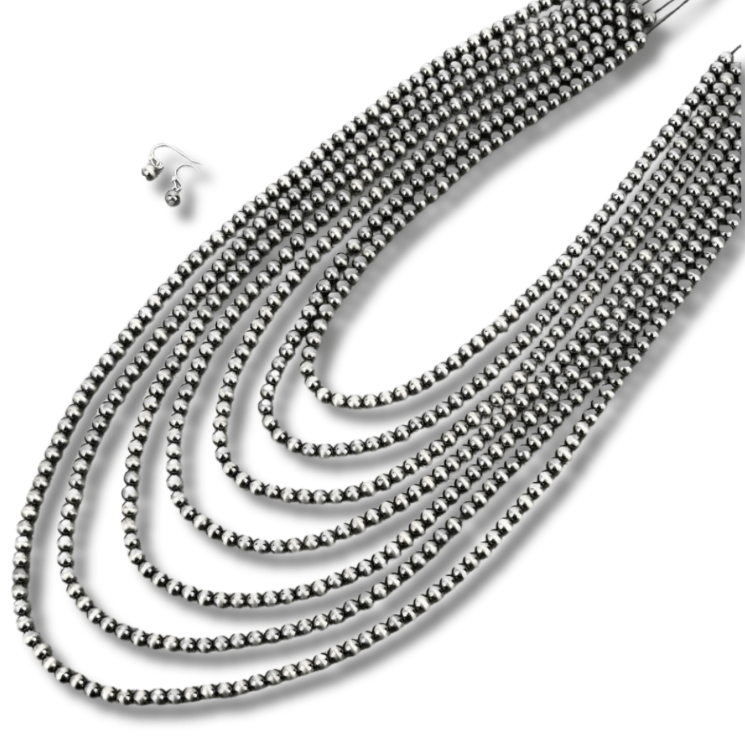 Gatton Navajo Style Pearl Layer Fashion Necklace