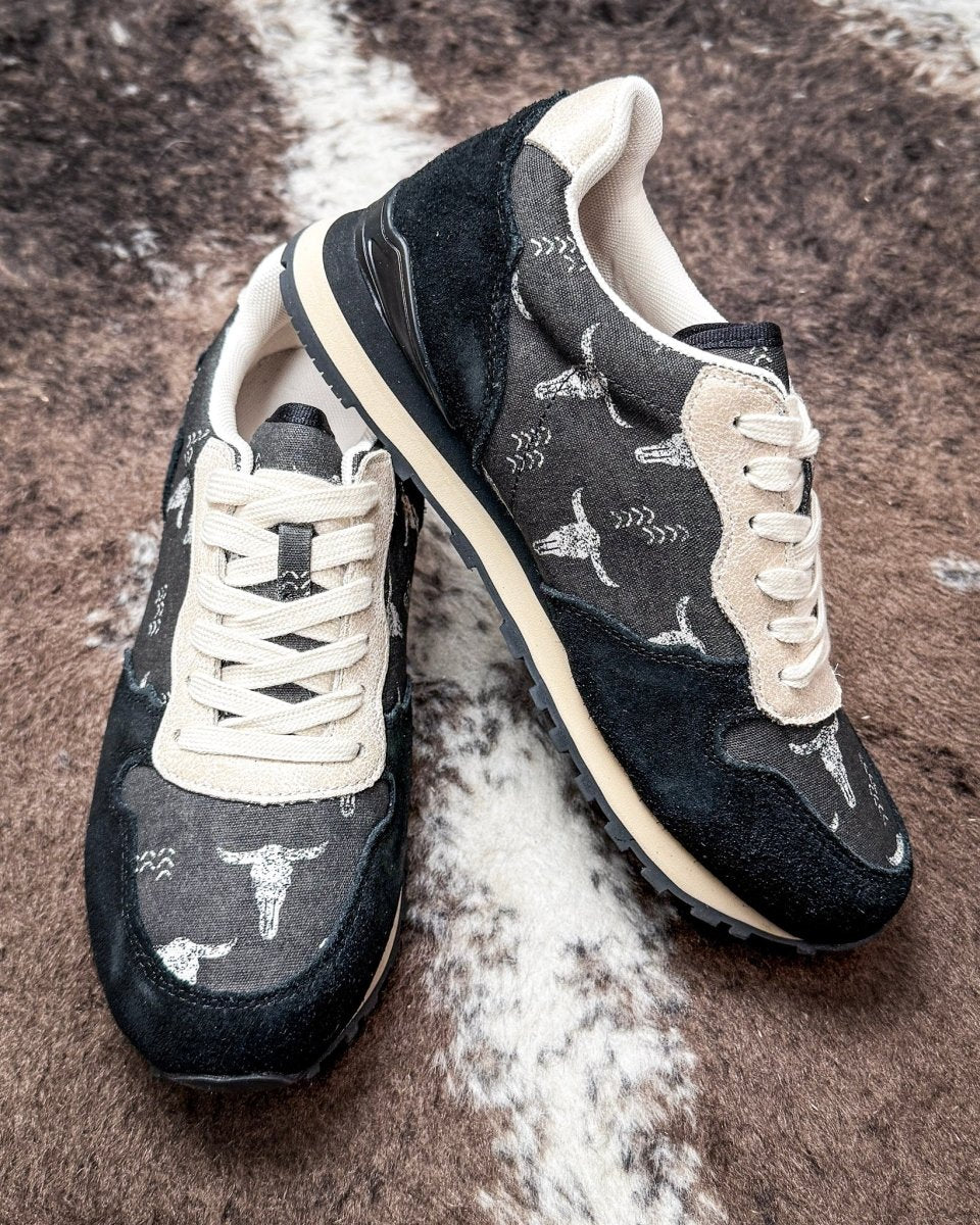 Giddyup Longhorn Tennis Shoes in Black by Roper