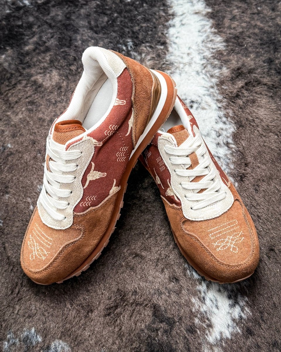 Giddyup Longhorn Tennis Shoes in Brown by Roper
