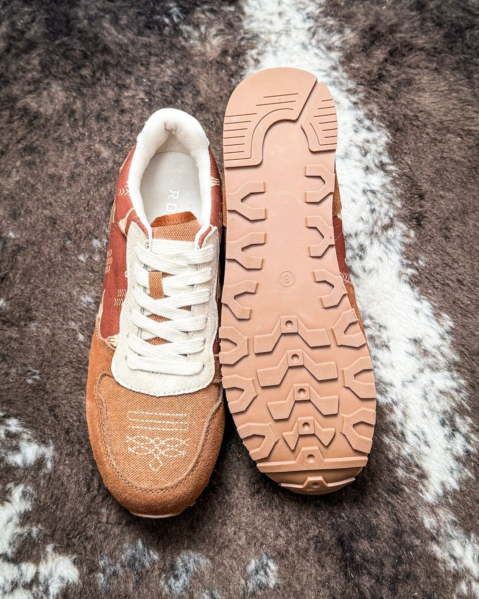 Giddyup Longhorn Tennis Shoes in Brown by Roper