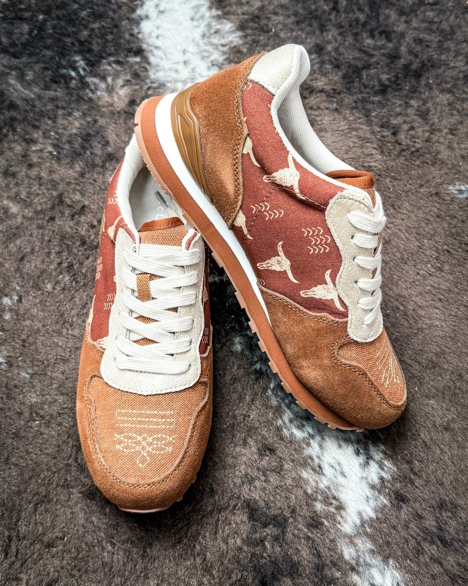 Giddyup Longhorn Tennis Shoes in Brown by Roper