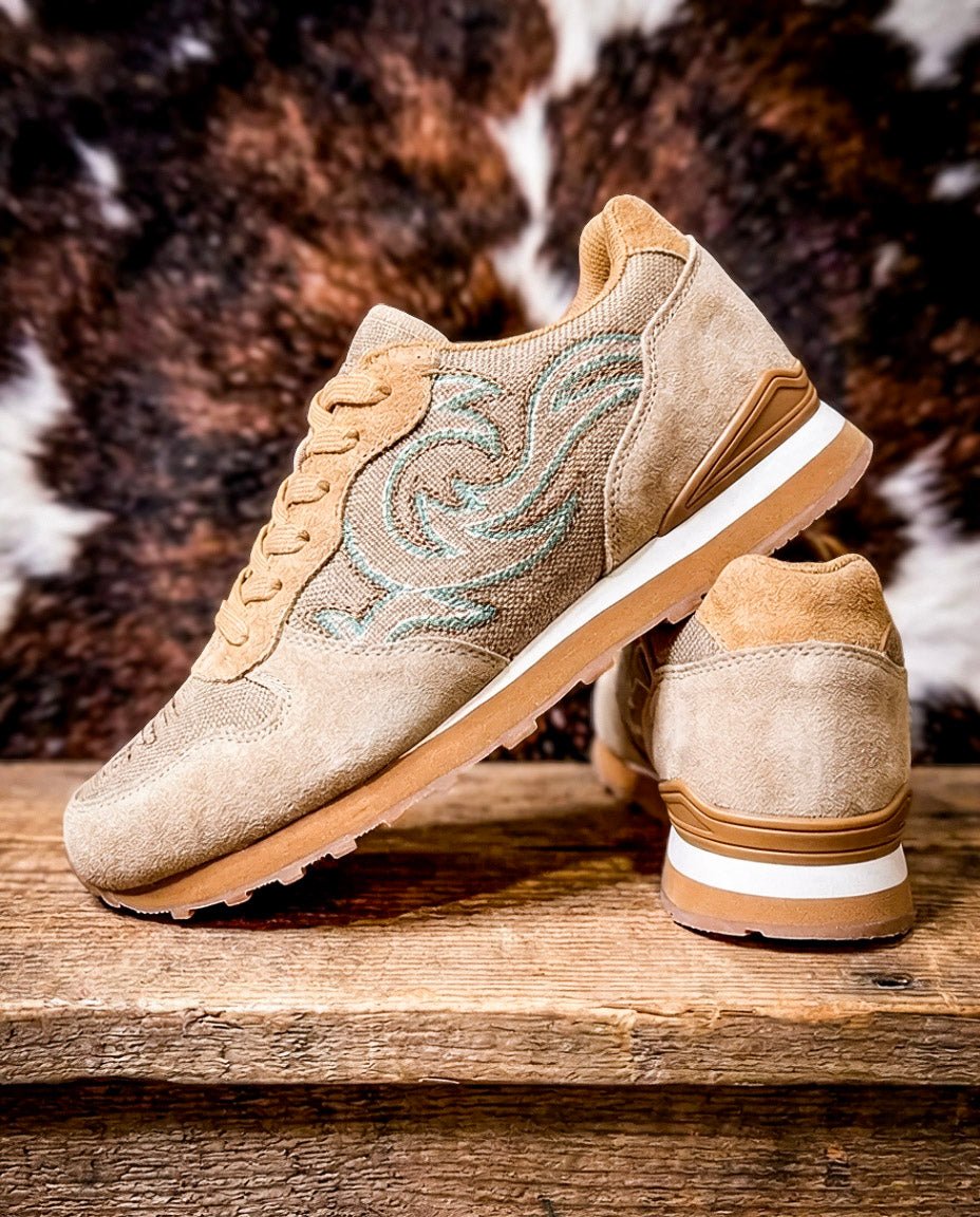 Giddyup Spice Western Stitch Joggers in Tan and Turquoise by Roper