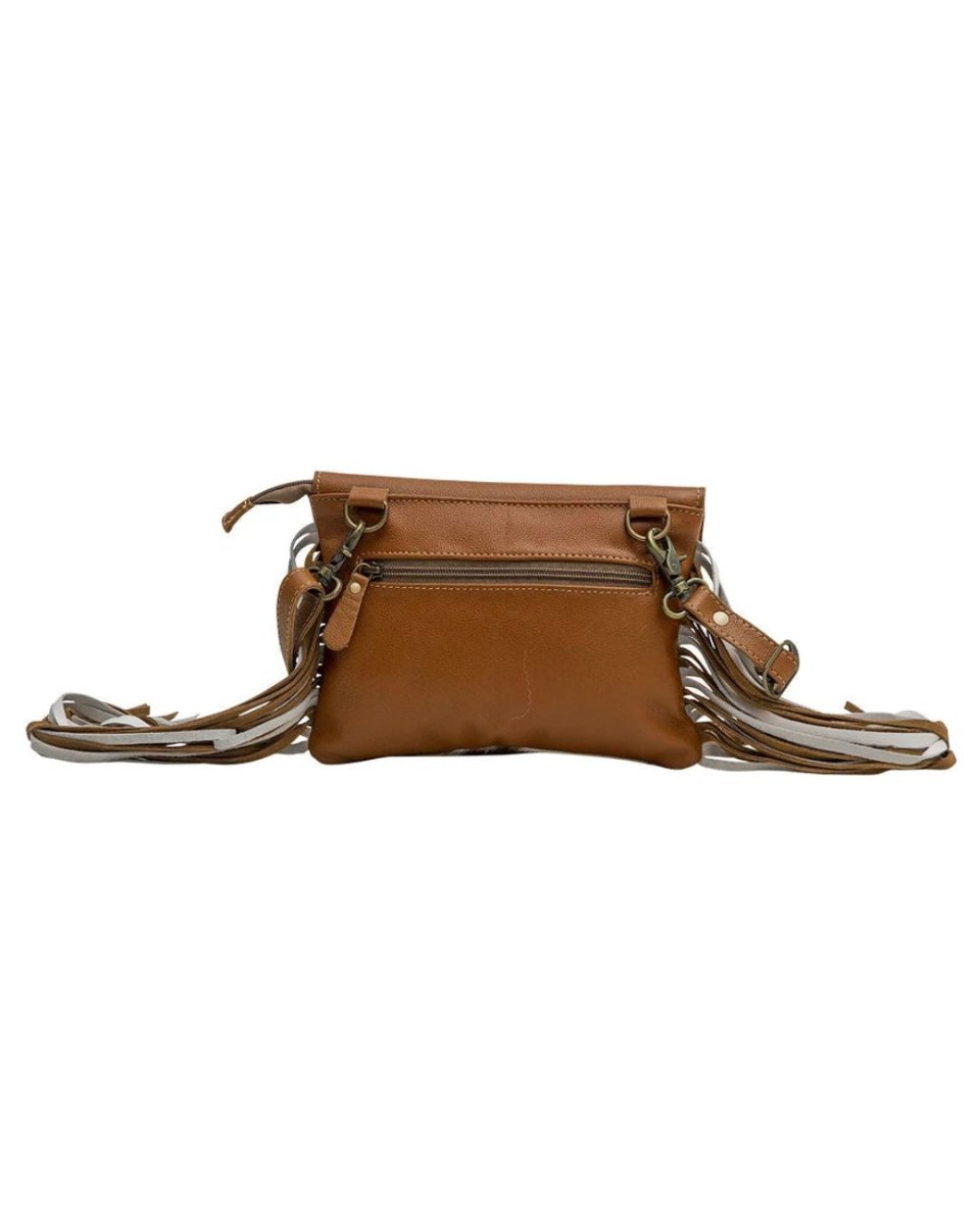 Glossy Moss Hand-Tooled Hair-On Crossbody Bag by Myra Bag