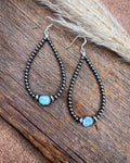 Golden Hill Turquoise and Sterling Silver Pearl Teardrop Earrings