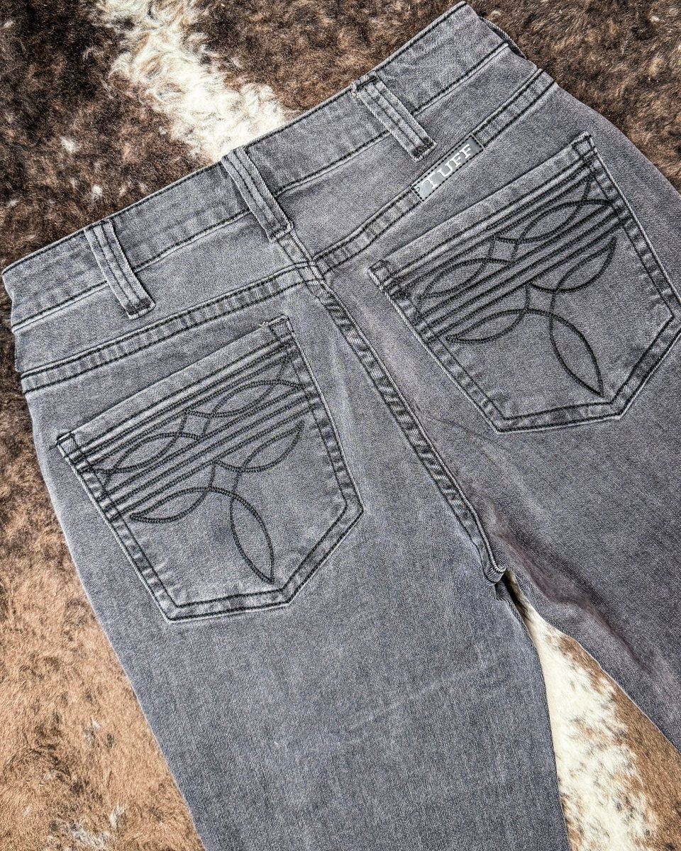 Gray Bootstitch High-Waisted Trouser Jeans by Cowgirl Tuff