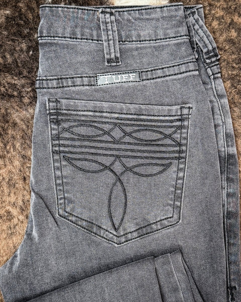 Gray Bootstitch High-Waisted Trouser Jeans by Cowgirl Tuff