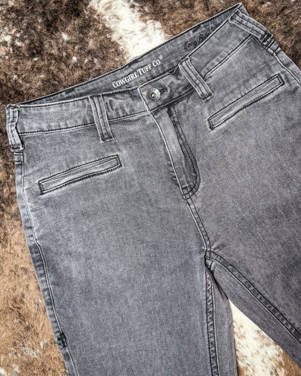 Gray Bootstitch High-Waisted Trouser Jeans by Cowgirl Tuff