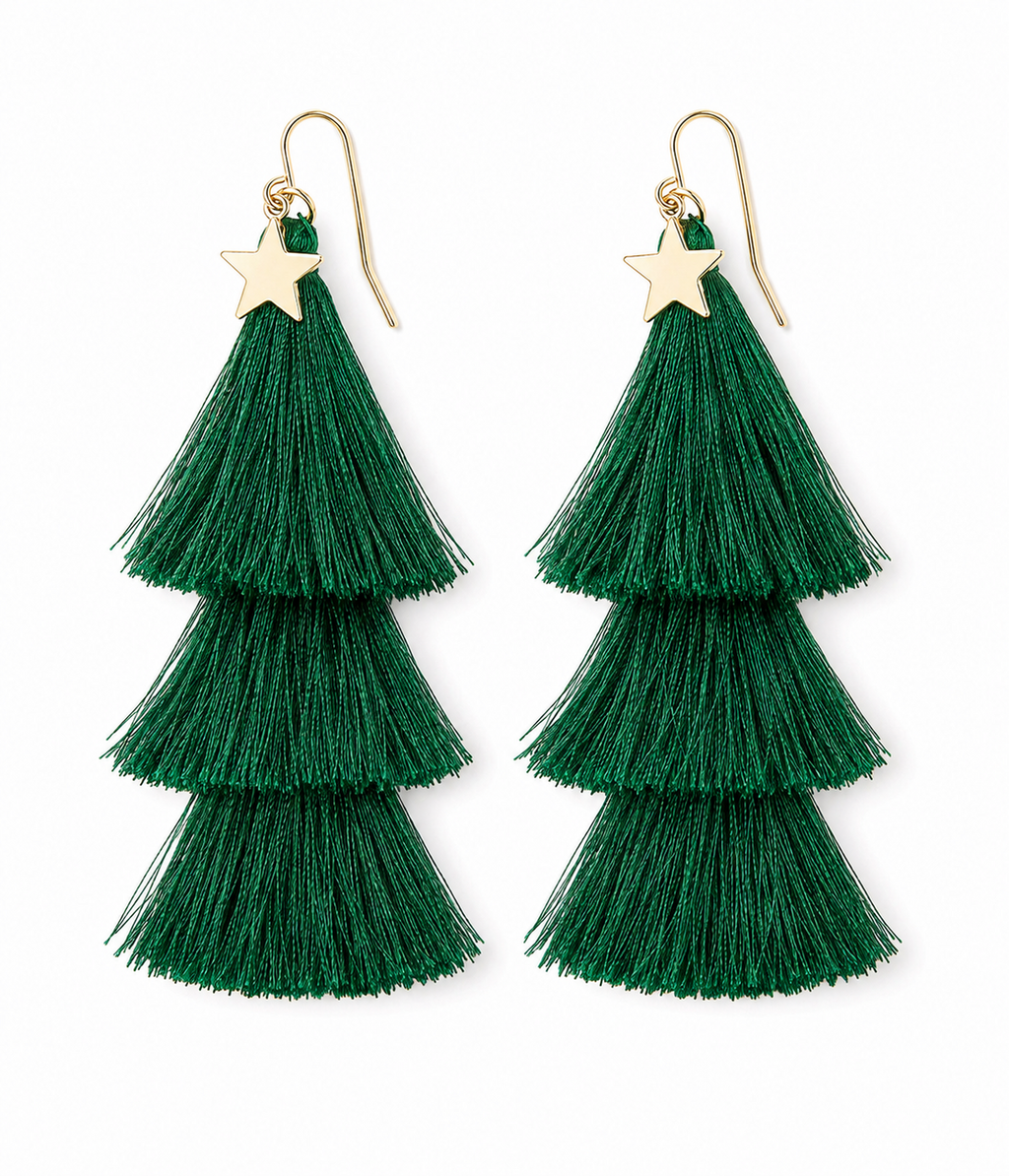 Christmas Tree Tassel Earrings