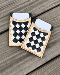 Harlow Checkered Leather Card Holder in Black and White by Countryside Co.