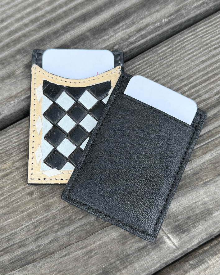 Harlow Checkered Leather Card Holder in Black and White by Countryside Co.