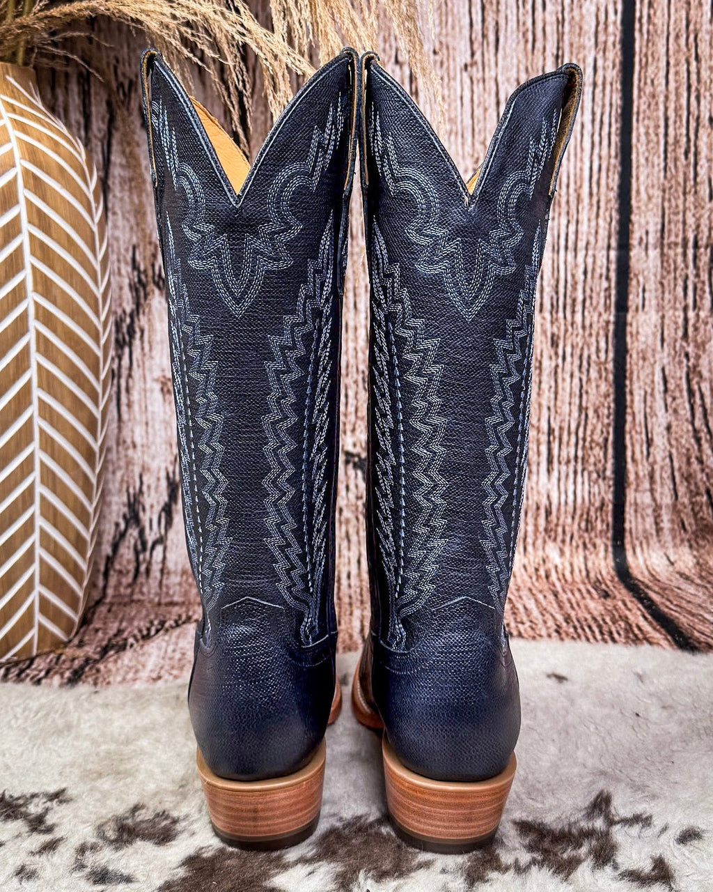 Harper Black Star Leather Boots - Sapphire