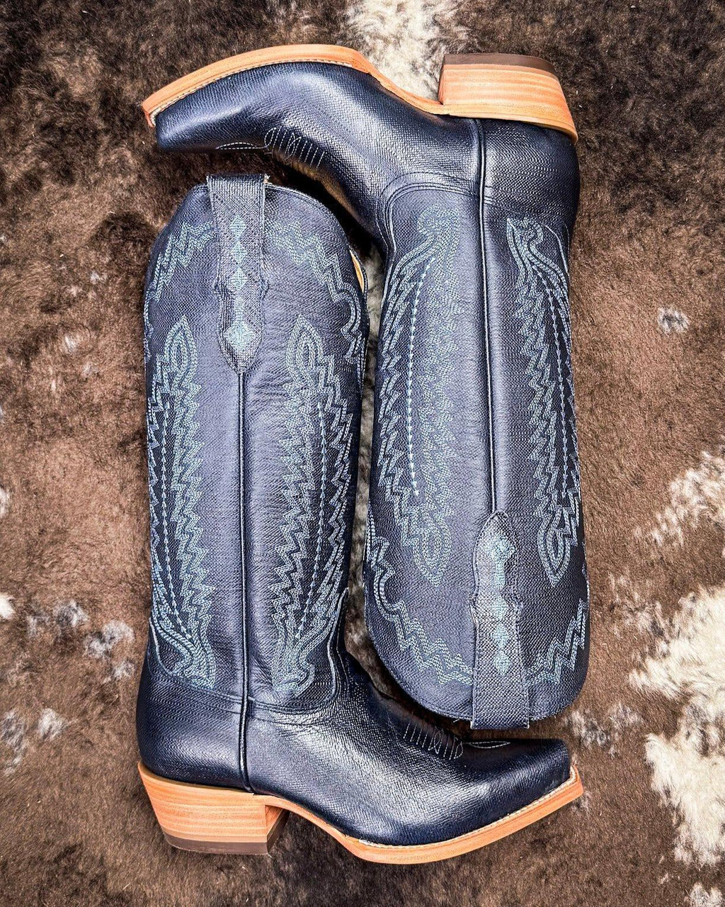 Harper Black Star Leather Boots - Sapphire