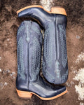Harper Black Star Leather Boots - Sapphire