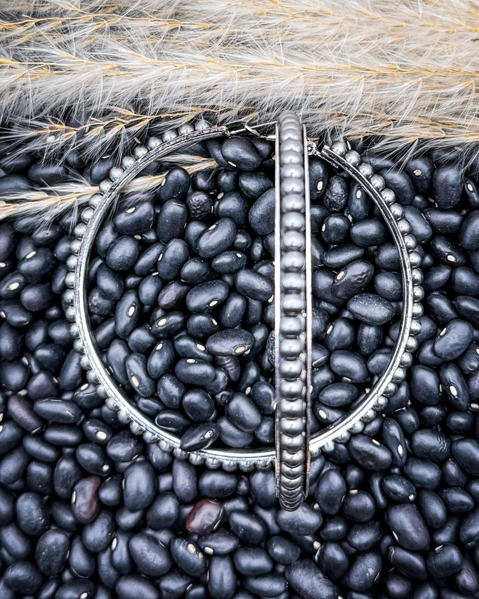 Harper Pearl Fashion Hoop Earrings in Silver