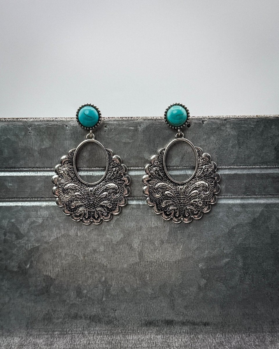 Havencrest Etched Fashion Dangle Earrings in Turquoise
