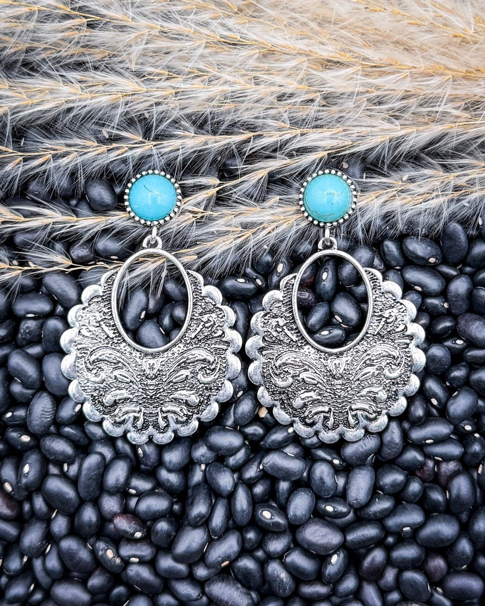 Havencrest Etched Fashion Dangle Earrings in Turquoise
