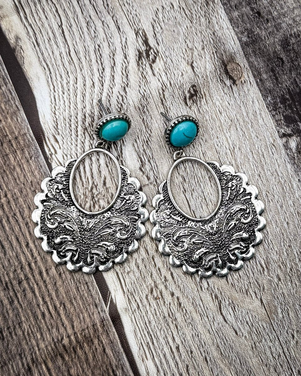 Havencrest Etched Fashion Dangle Earrings in Turquoise
