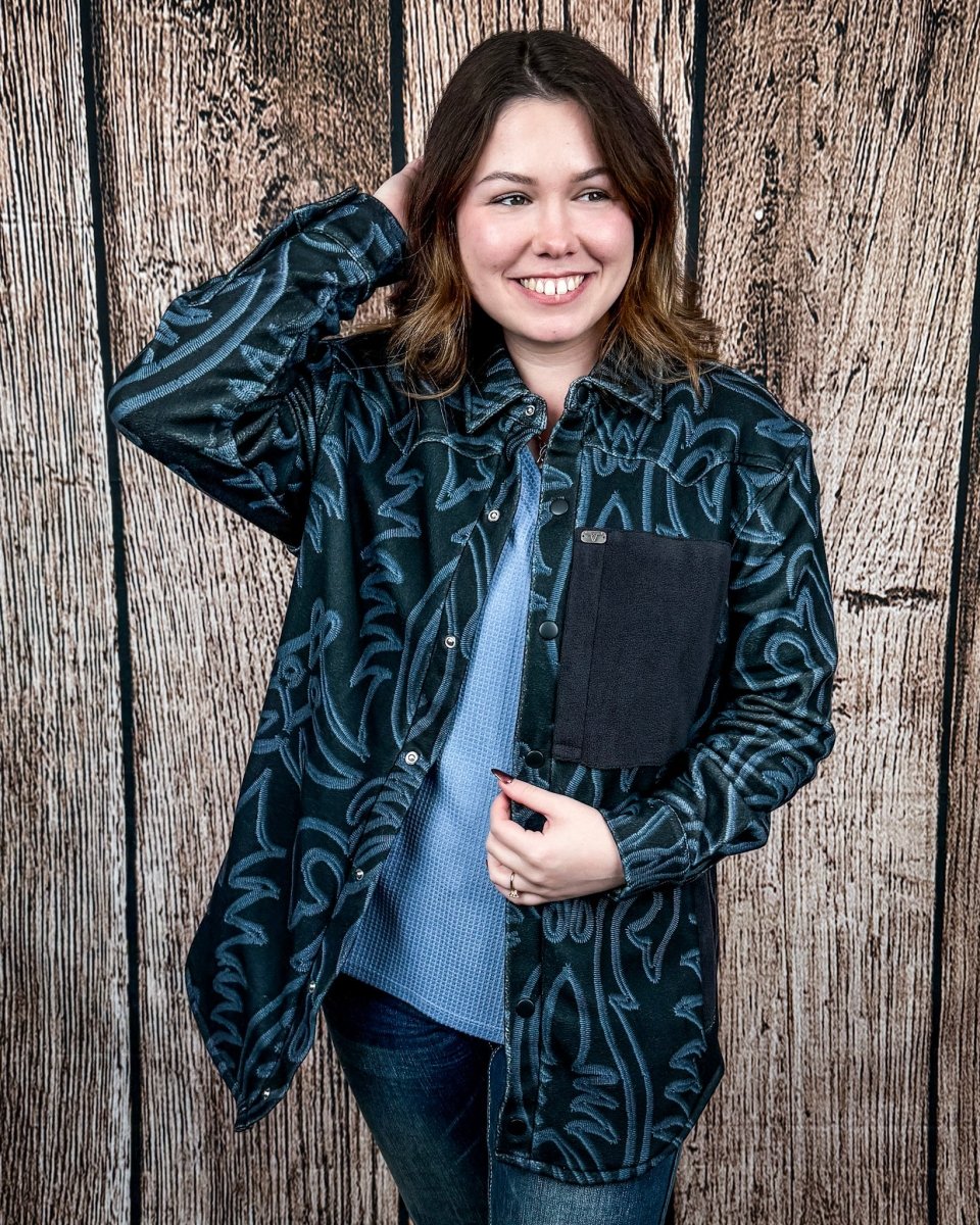 Hollis Boot Stitch Fleece Shacket by Lucky & Blessed