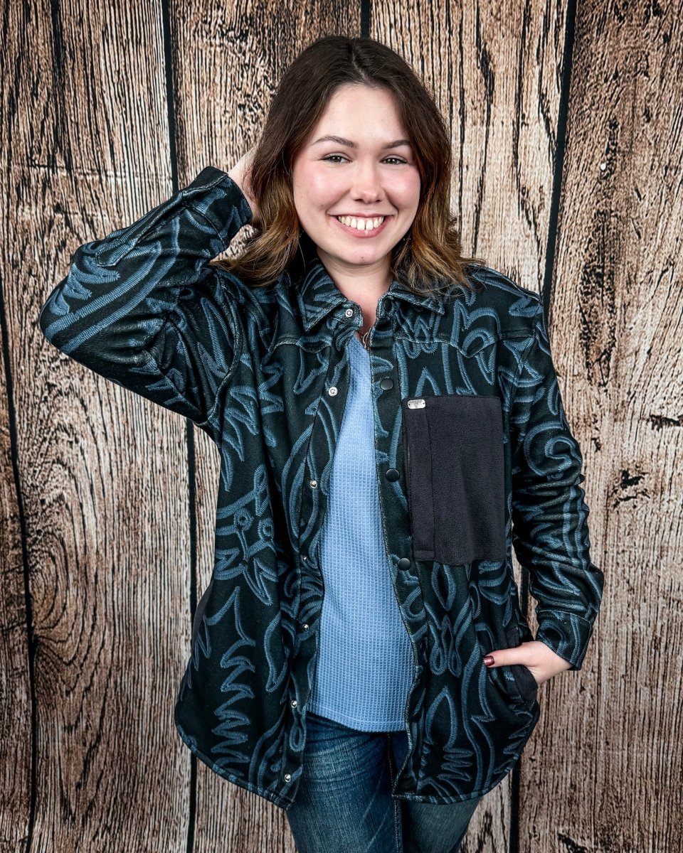 Hollis Boot Stitch Fleece Shacket by Lucky & Blessed