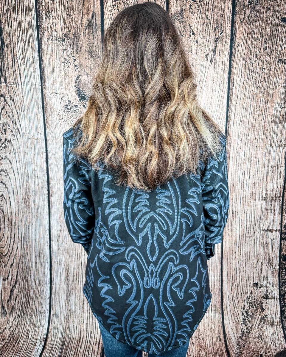 Hollis Boot Stitch Fleece Shacket by Lucky & Blessed