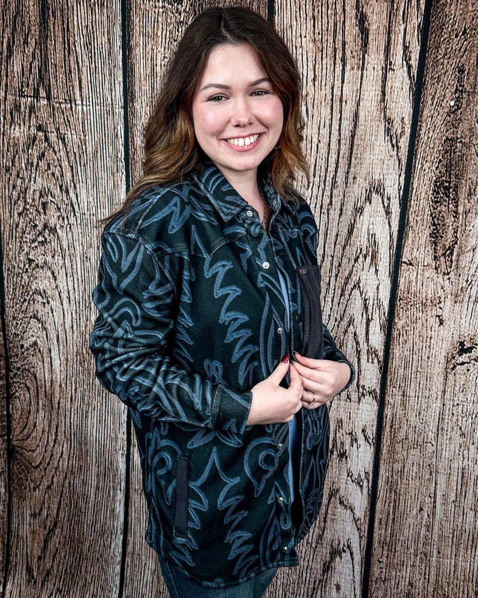 Hollis Boot Stitch Fleece Shacket by Lucky & Blessed