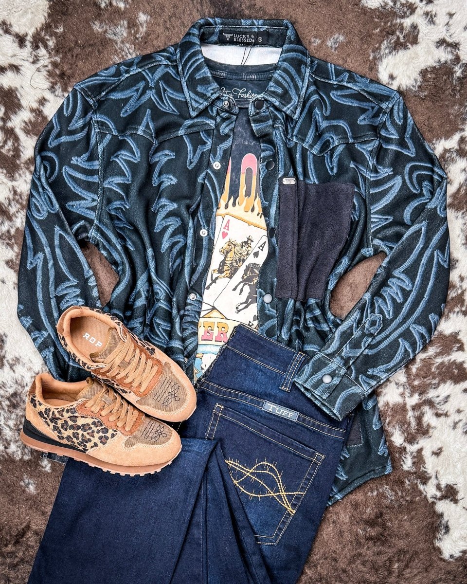 Hollis Boot Stitch Fleece Shacket by Lucky & Blessed