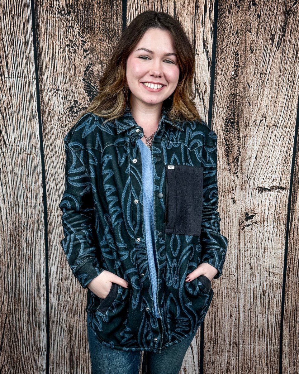 Hollis Boot Stitch Fleece Shacket by Lucky & Blessed