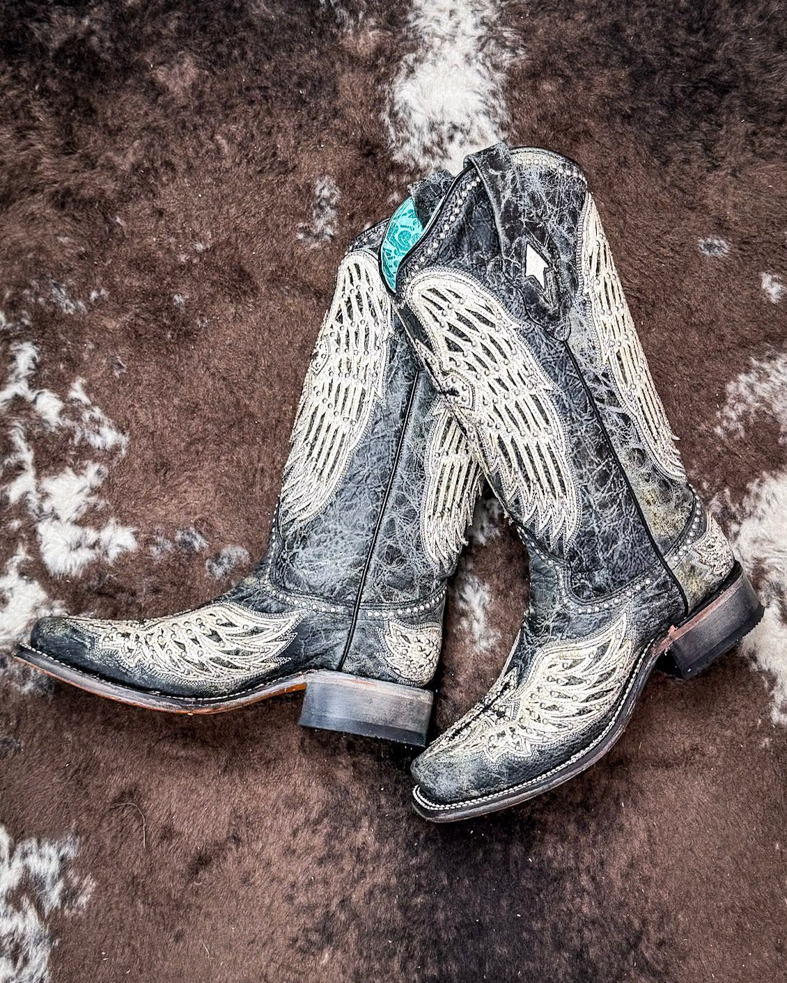 Holy Wild Square Toe Boots in Worn Black by Corral