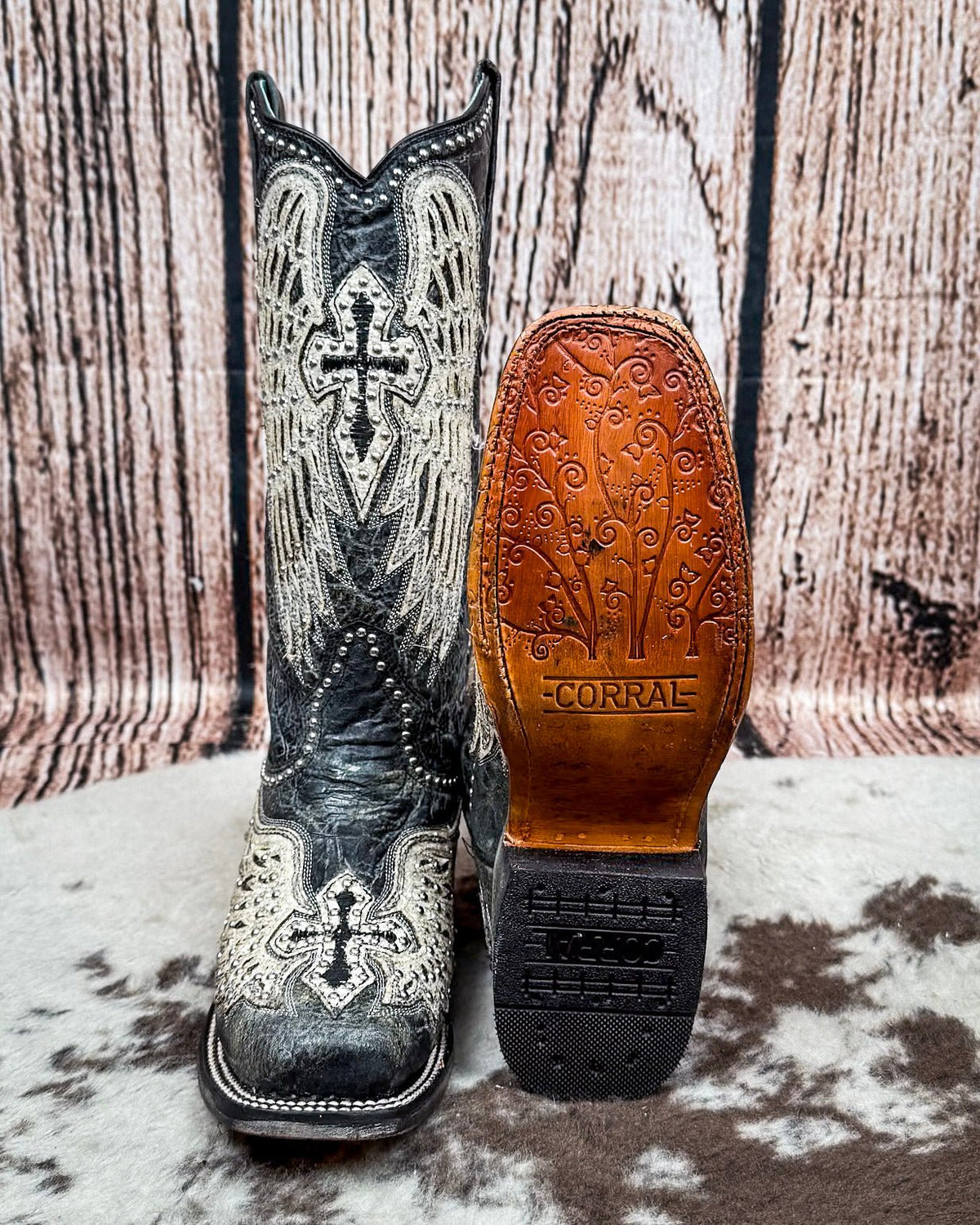 Holy Wild Square Toe Boots in Worn Black by Corral