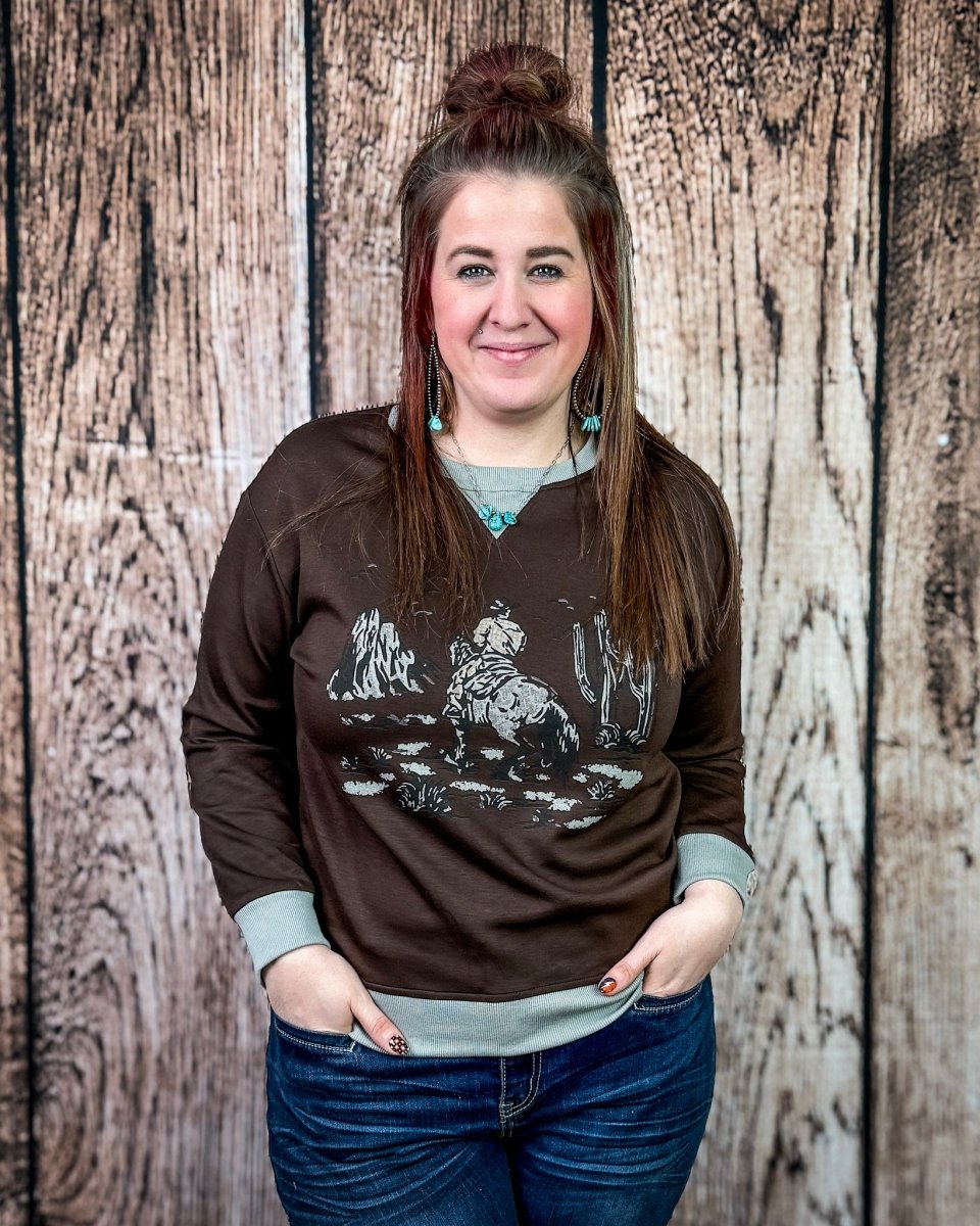 Home on the Range Pullover in Dark Brown