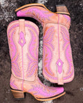Hotwired Honey Snip Toe Boots in Tan and Pink by Corral