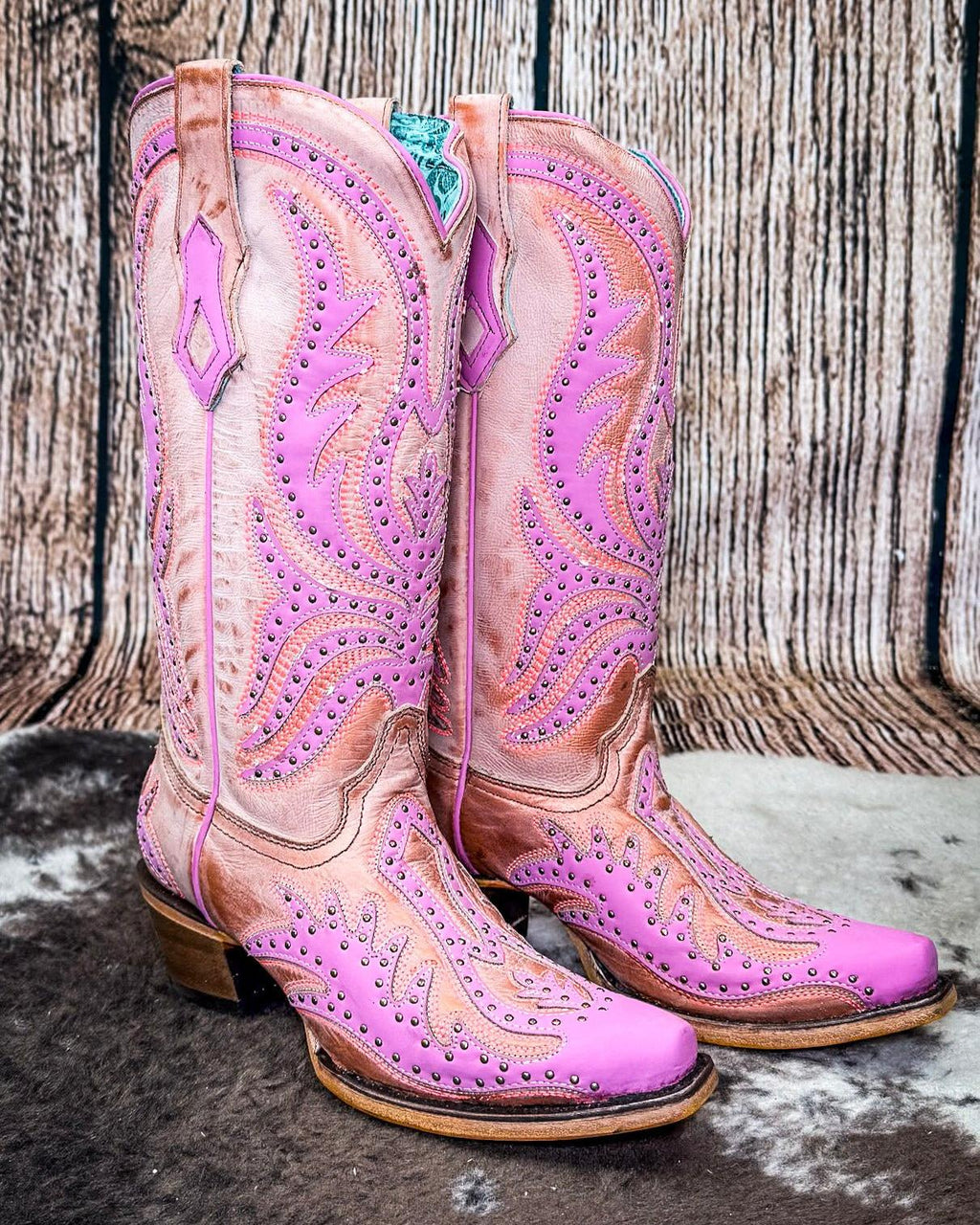 Hotwired Honey Snip Toe Boots in Tan and Pink by Corral