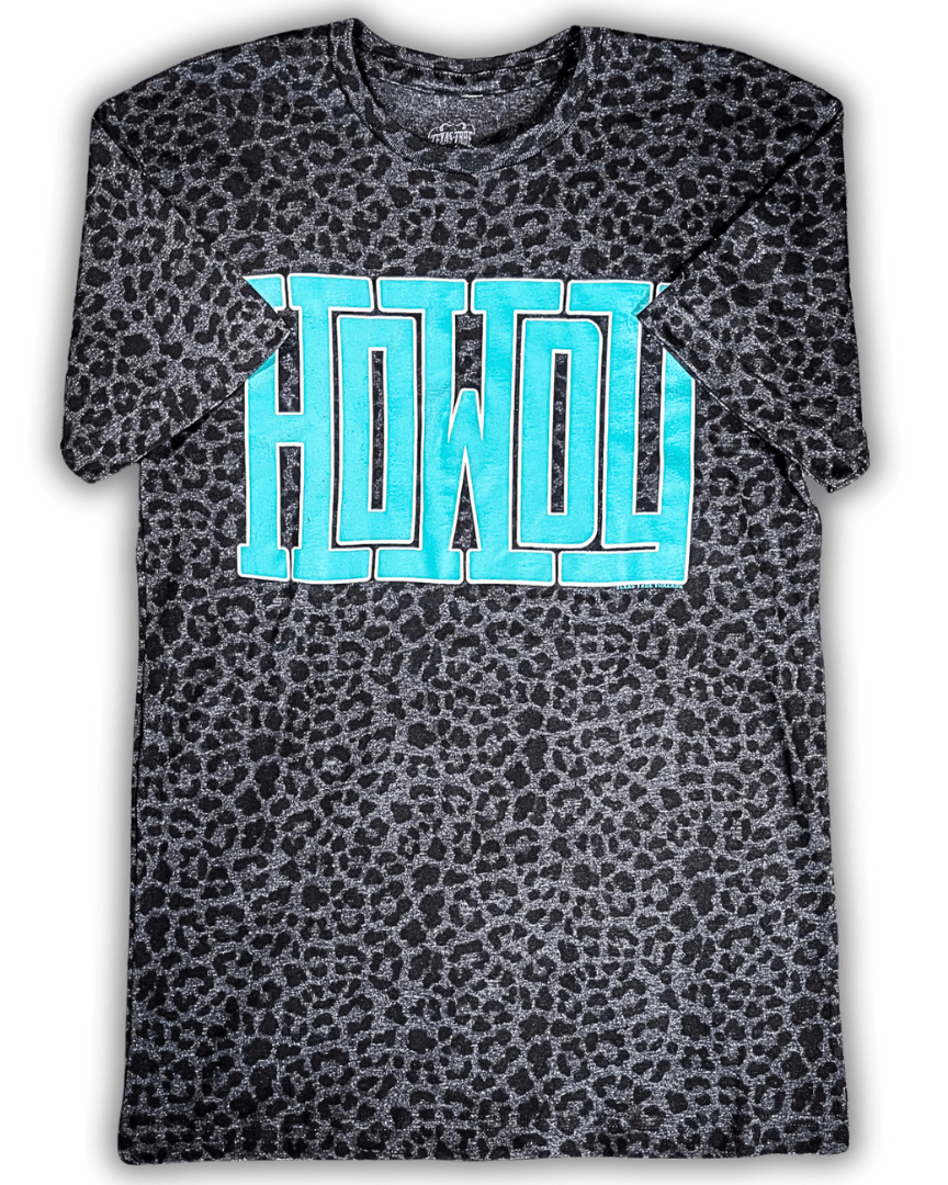 Howdy Block Graphic Tee in Black Leopard